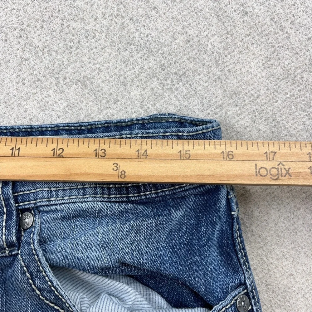 TK Axel Jeans Men 32x32 Slim Boot Cut Medium Wash Denim Pants Flap Pockets Faded
